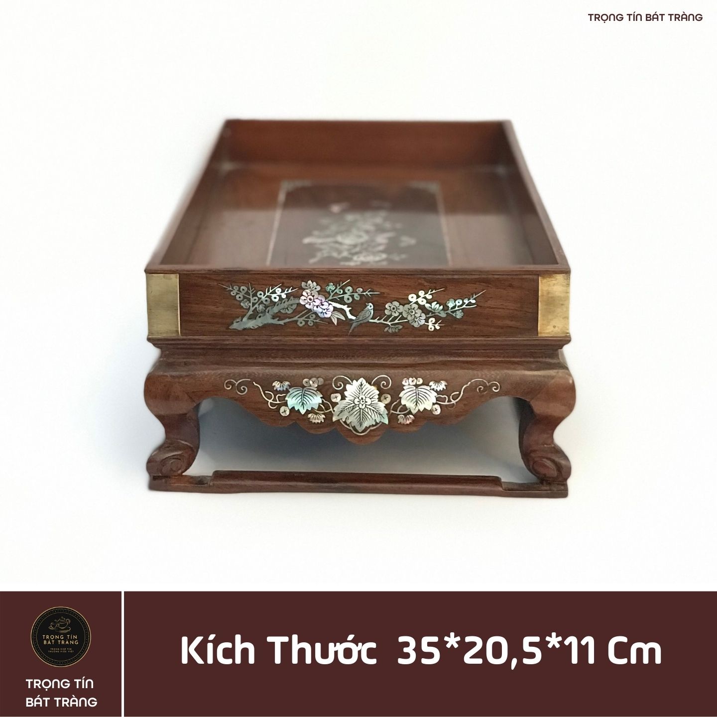 Khay Trà Gỗ Cẩm Hình Chữ Nhật Kích Thước 35*20,5*11 cm KT 81