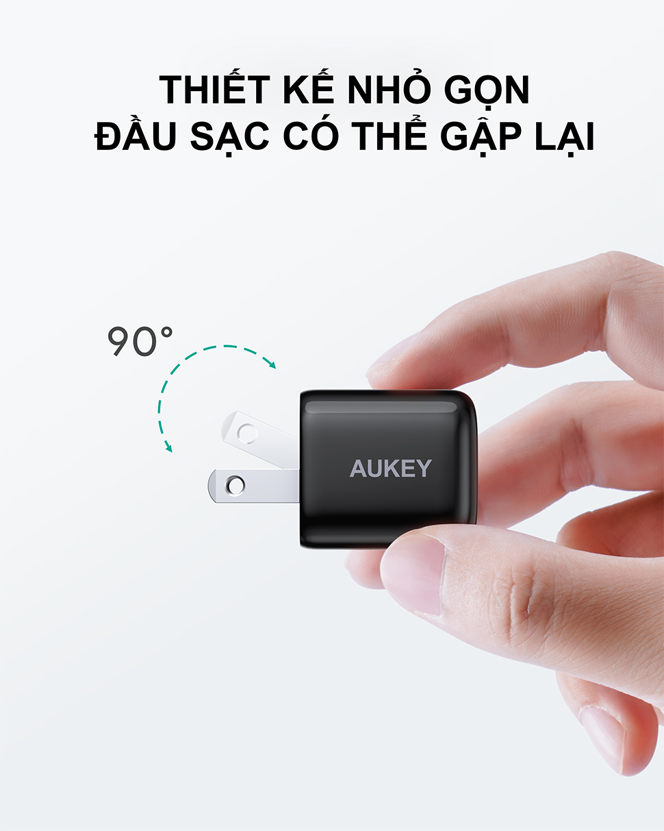 Bộ cáp và củ sạc Iphone hiệu Aukey PA-B1pro và CB-Cl3, 20w dài 0.9m - hàng chính hãng