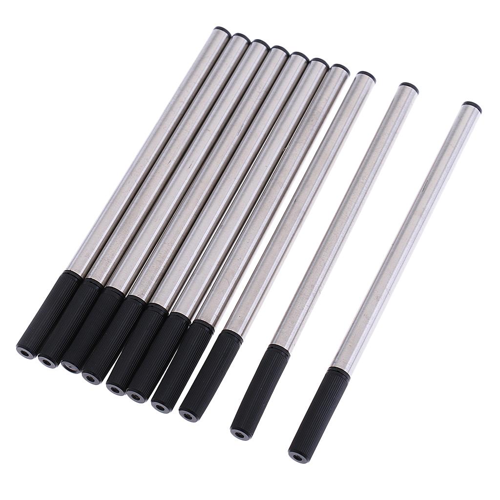 10PCS Metal Gel Pen Refill Rollerball Pen Standard Black Ink Writing Tools