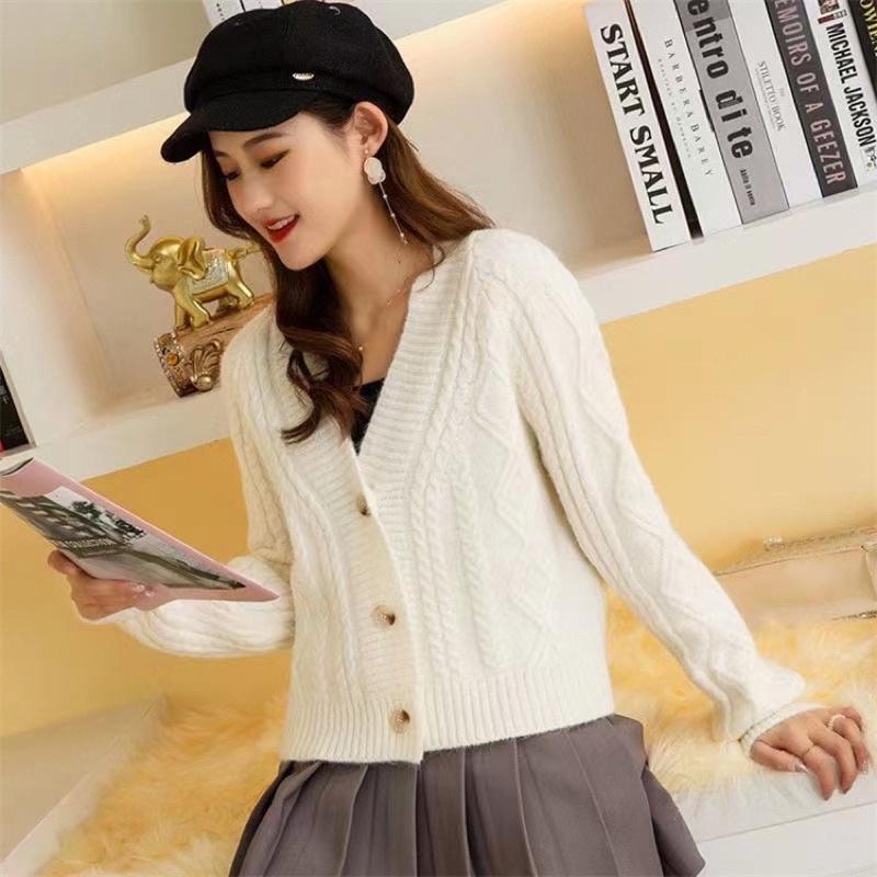Áo khoác len dáng ngắn Áo cadigan len đẹp, cổ V trẻ trung dễ phối đồ, nhiều mẫu, len mềm mịn