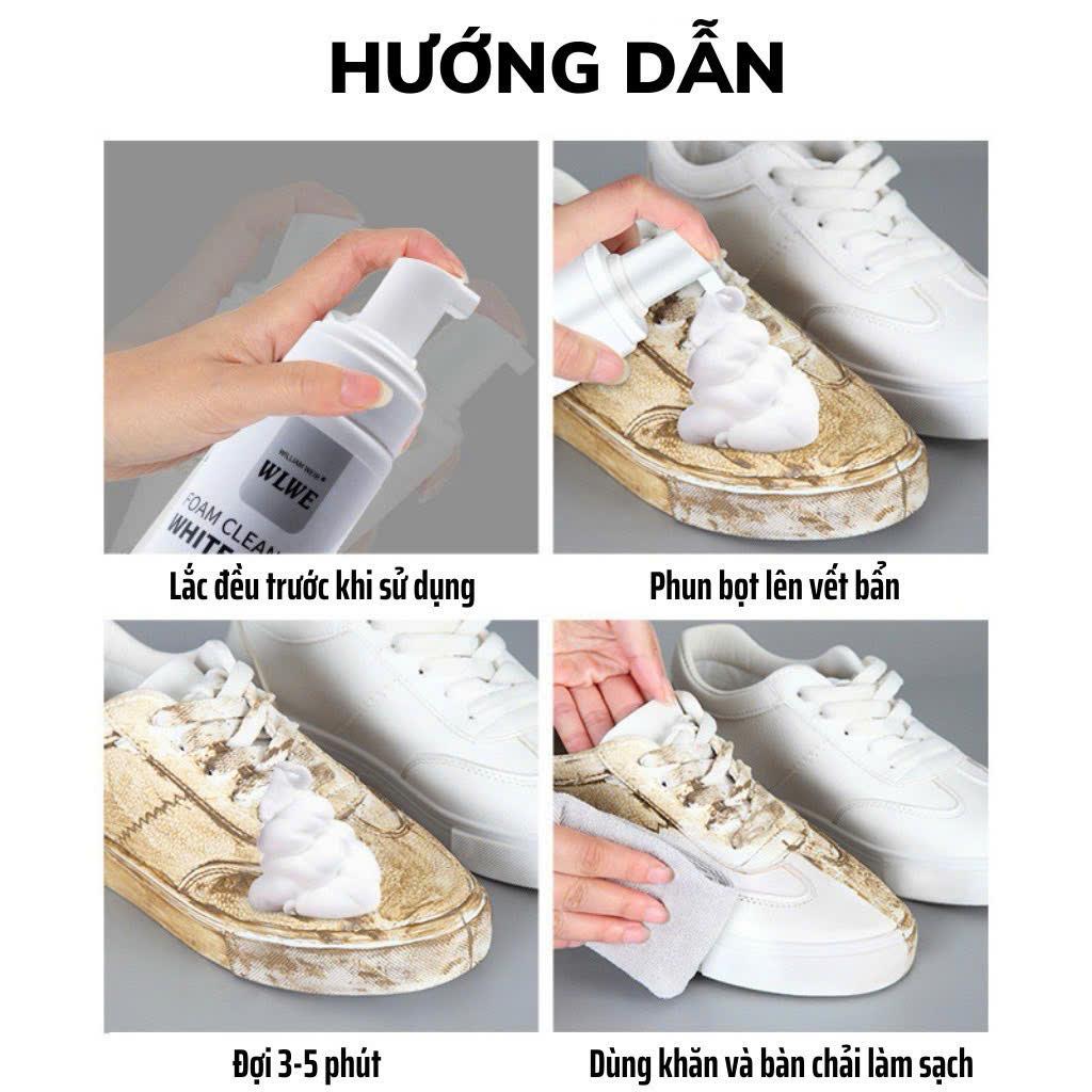 Xịt Bọt Tuyết Vệ Sinh Giày Thể Thao, Khử Mùi &amp; Làm Trắng Giày NAM NỮ (XGRT1) - HÀNG CHÍNH HÃNG MINIIN