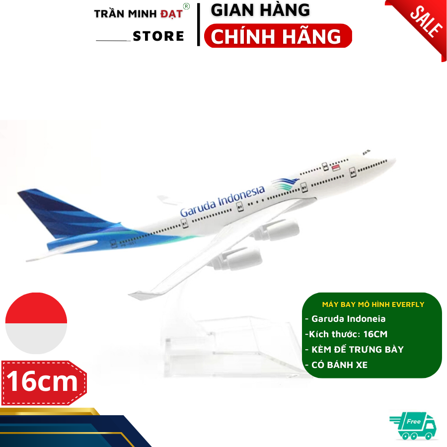 Mô Hình Máy Bay Garuda Indonesia Airline 16cm Kèm Đế Trưng Bày - Trần Minh Đạt Store