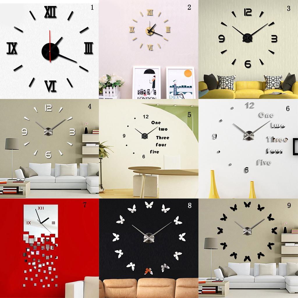 3D Mirror Sticker Wall Clock Removable Decal Vinyl Art Wall Sticker Clock