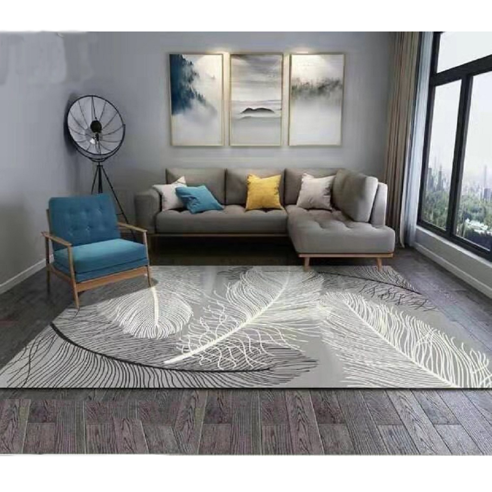 Thảm trải sàn Sofa sang trọng hiện đại trang trí phòng khách Bali in 3D Nhung nỉ lì cao cấp BL09 - Khối tròn vàng
