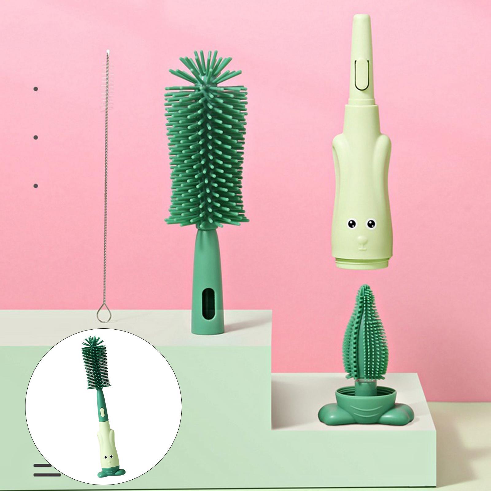 Multipurpose Bottle Cleaning Brush with Storage Base for Mugs Glass