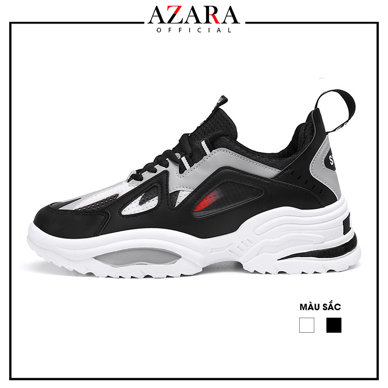 Giày Thể Thao Nam AZARA- Giày Sneaker Màu Trắng - Đen, Giày Thể Thao Đế Nhẹ Chống Sốc, Trẻ Trung, Năng Động - G5411