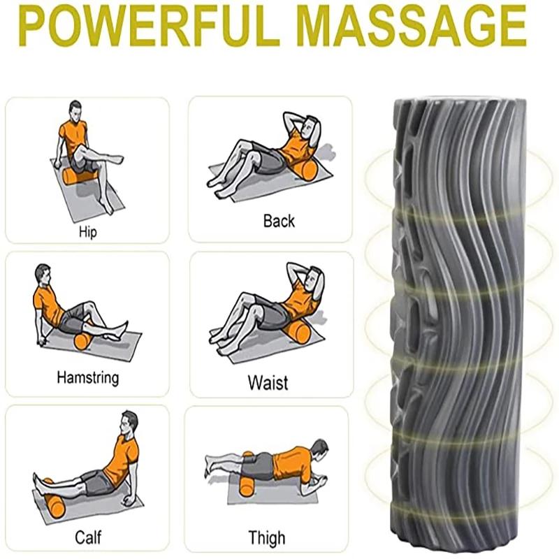 Điện rung massage bọt con lăn poam cột yoga có thể sạc lại điều chỉnh chân tựa Color: UK plug black