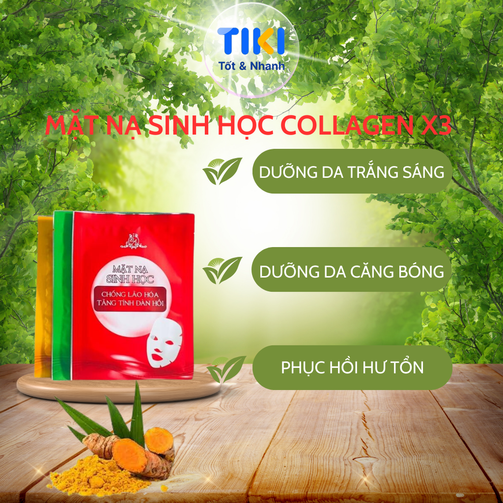 Mặt Nạ Sinh Học Collagen X3 Mặt Nạ Cấp Ẩm Dưỡng Da Căng Bóng Mỹ Phẩm Đông Anh Chính Hãng Hộp 5 Miếng