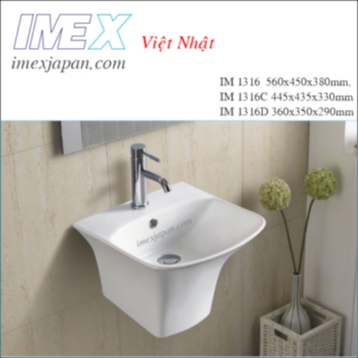 Chậu lavabo treo tường liền khối IMEX IM 1316