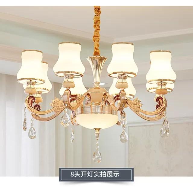 Đèn chùm pha lê cao cấp 8 và 15 tay bóng, tặng kèm bóng led