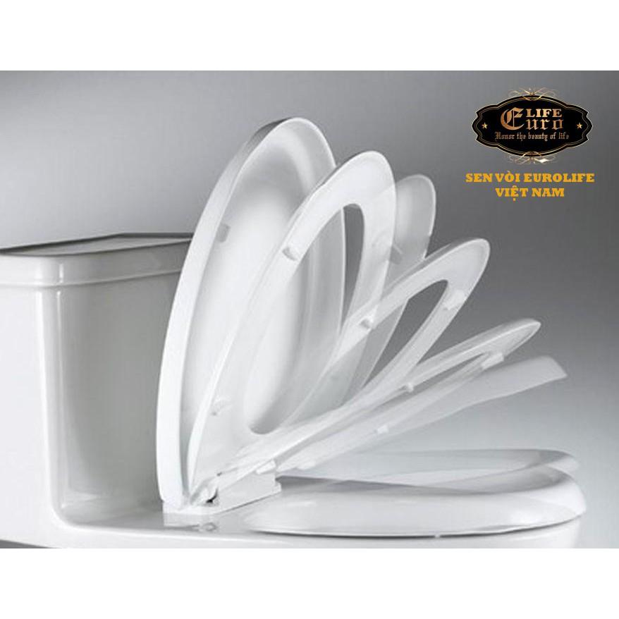 Bồn cầu 1 khối men sứ Nano tuyết, nắp đóng êm Eurolife EL-BC216