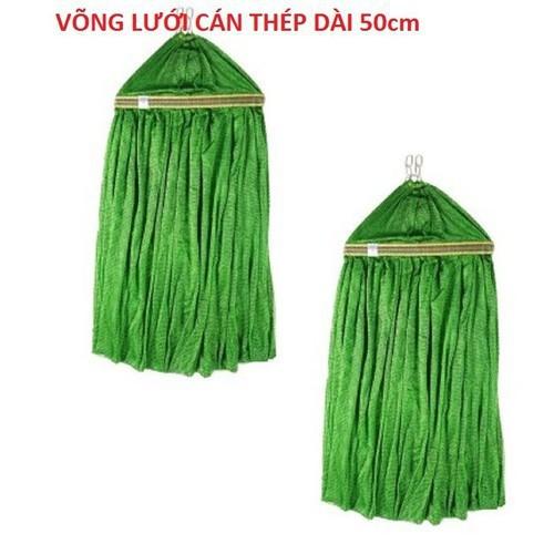 Võng lưới 2 lớp cao cấp hàng Việt Nam - Cán thép dài 50cm hàng cao cấp giao màu ngẫu nhiên