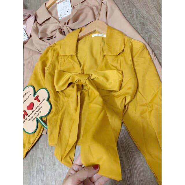 Áo sơ mi nơ cổ chun lưng