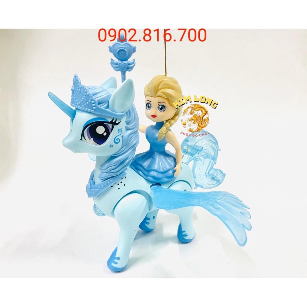 Đồ chơi lồng đèn trung thu cho bé gái hình ELSA NỮ HOÀNG BĂNG GIÁ VÀ BÚP BÊ CƯỠI NGỰA PONY tặng pin nhạc đèn