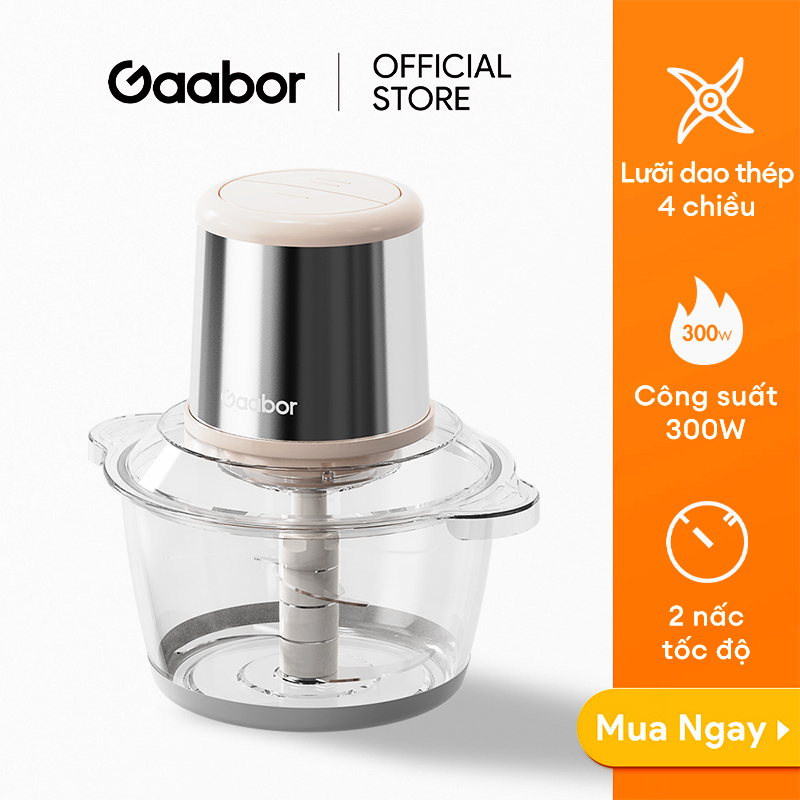 Máy xay thịt thực phẩm đa năng MG20M-WH01A Gaabor  công suất 300W cối thủy tinh 4 lưỡi dao sắc bén - Hàng chính hãng