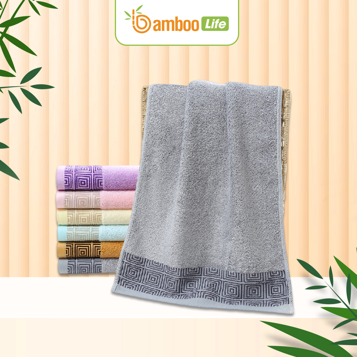 Khăn tắm sợi tre Bamboo Life hàng chính hãng Khăn lau người mềm mại kháng khuẩn siêu thấm hút an toàn cho da ngay cả với trẻ sơ sinh BL046 – Xám-140×70 cm
