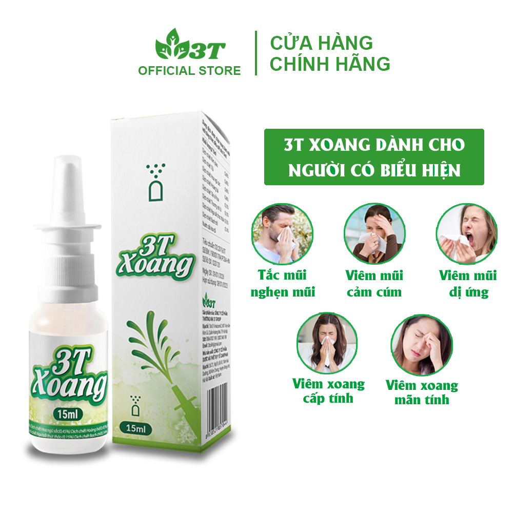 Xịt Mũi 3T Xoang Hỗ Trợ Ngăn Ngừa Viêm Mũi, Viêm Xoang, Tắc Nghẹt Mũi, Sổ Mũi, Đau Nhức Đầu Do Xoang