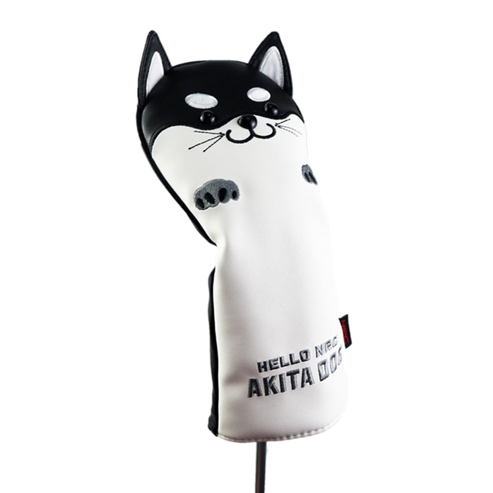 2xGolf Driver Head Cover PU Leather 400cc Woods Stylish Protector with No. Tag FW Black