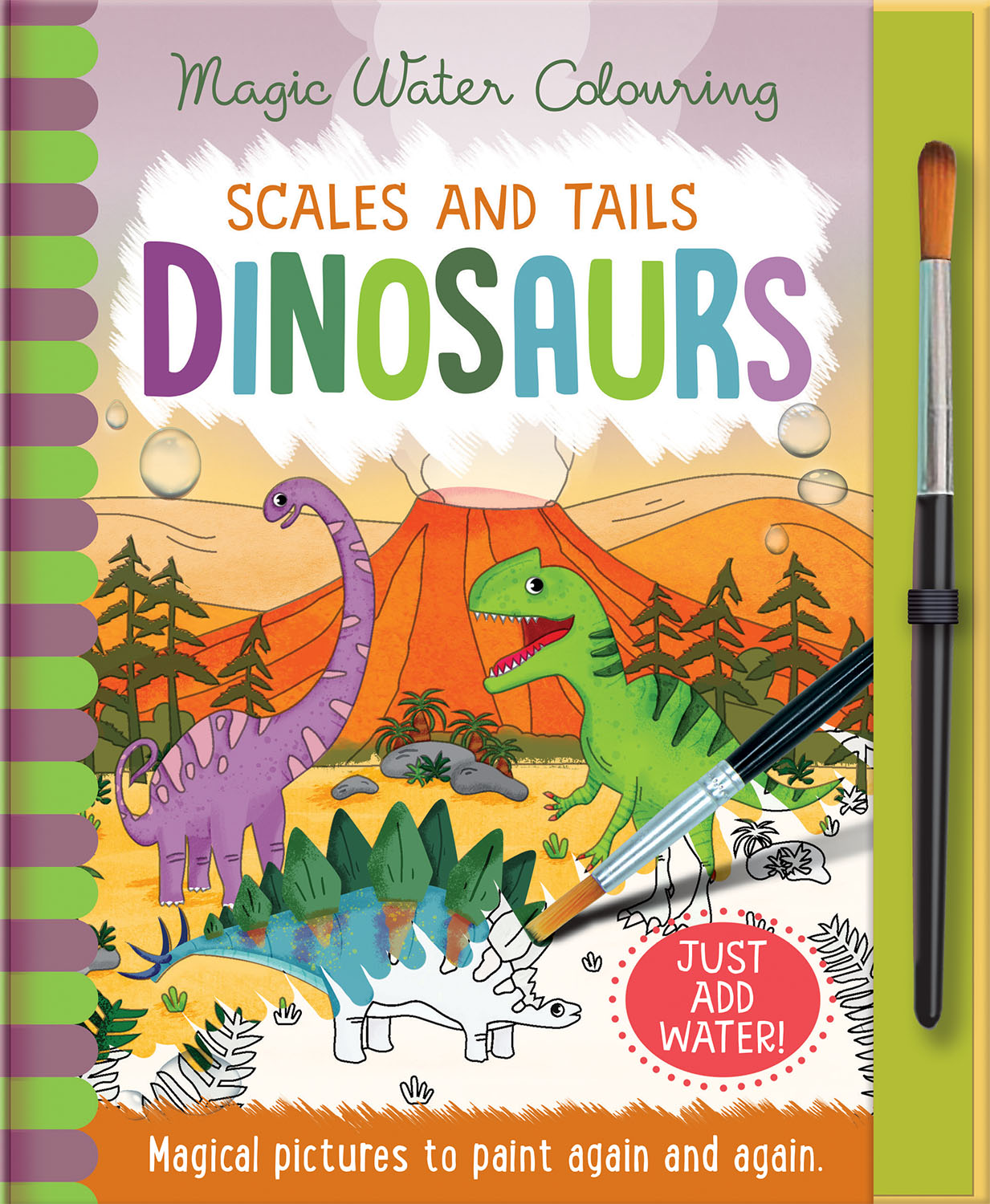 Sách tô màu nước thần kỳ cho bé chủ đề khủng long (Magic water colouring - Dinosaurs)