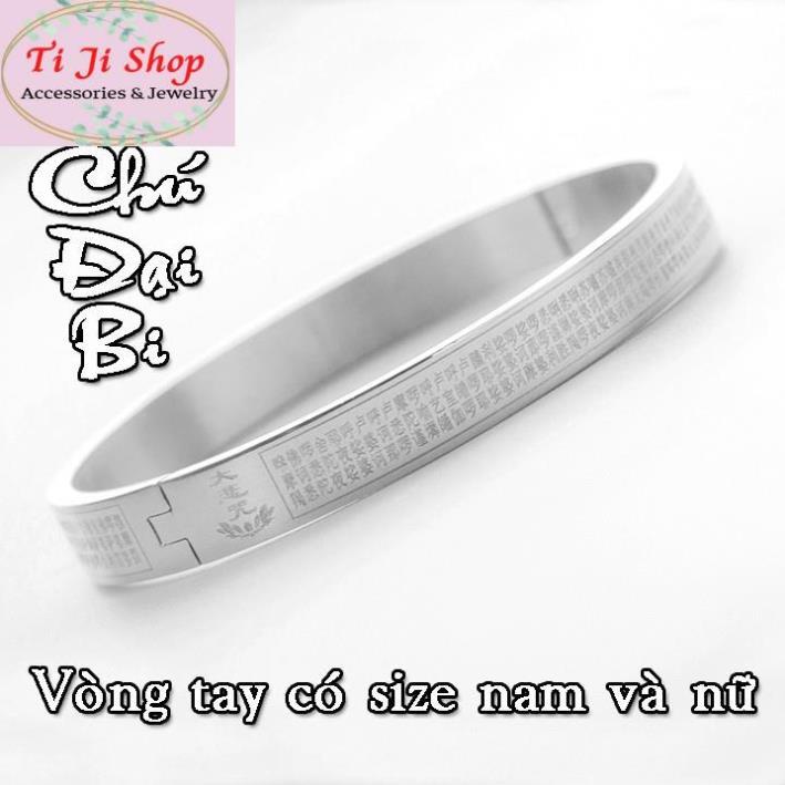 Vòng tay titan cao cấp Chú Đại Bi hình bầu dục ( ovan) siêu đẹp, bền màu - Đeo tay vạn sự may