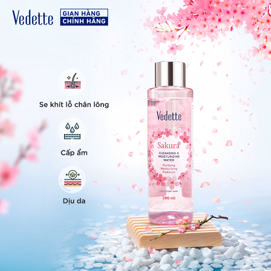 Toner Nước cân bằng dịu nhẹ Vedette hương Hoa Anh Đào 280ml