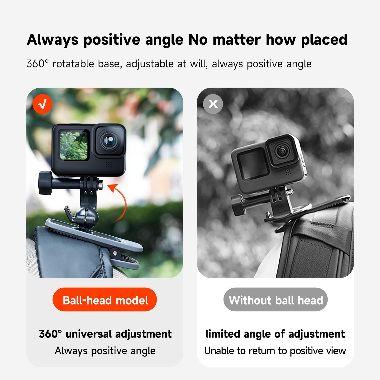 TELESIN Xoay 360° Từ Ba Lô Kẹp Giá Đỡ Cho GoPro Hero 11 10 9 8 7 6 5 Insta360 DJI Phụ Kiện Camera Hành Động