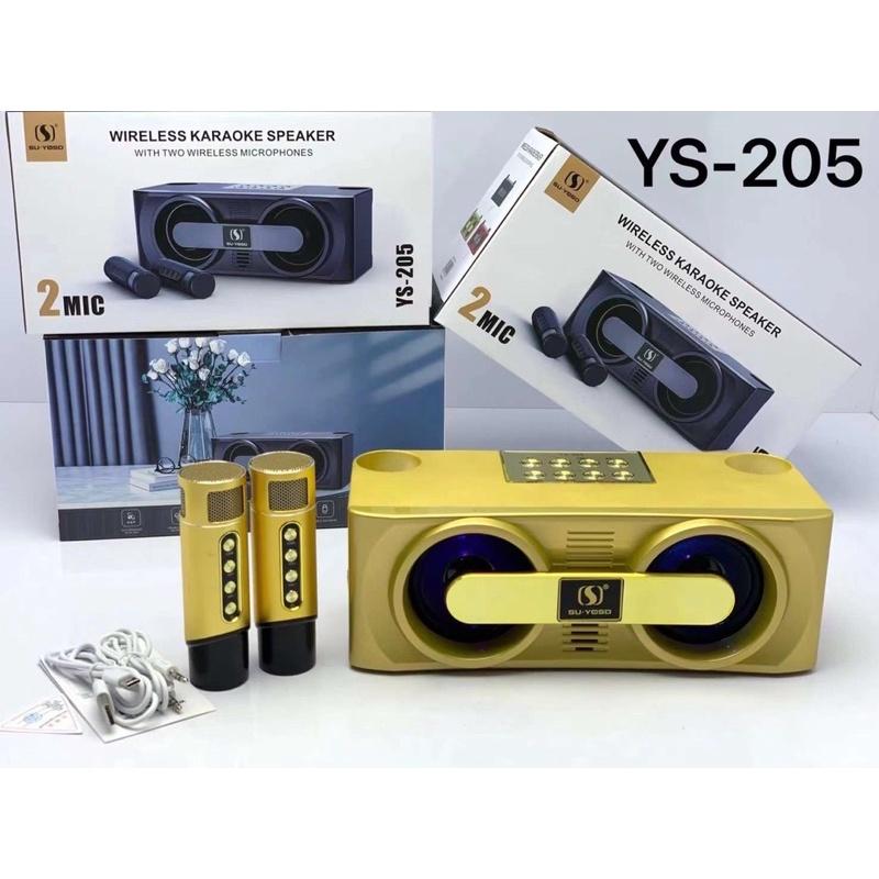 Loa Kèm Micro Bluetooth Karaoke YS-205 Có 2 Micro Không Dây âm thanh hay bắt mic tốt Bảo Hành 12 Tháng