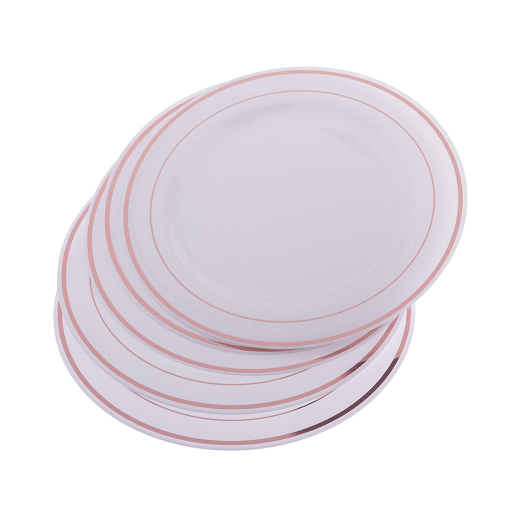 5Pcs Disposable Plastic Dinner Plates Tableware Round Dish 225mm