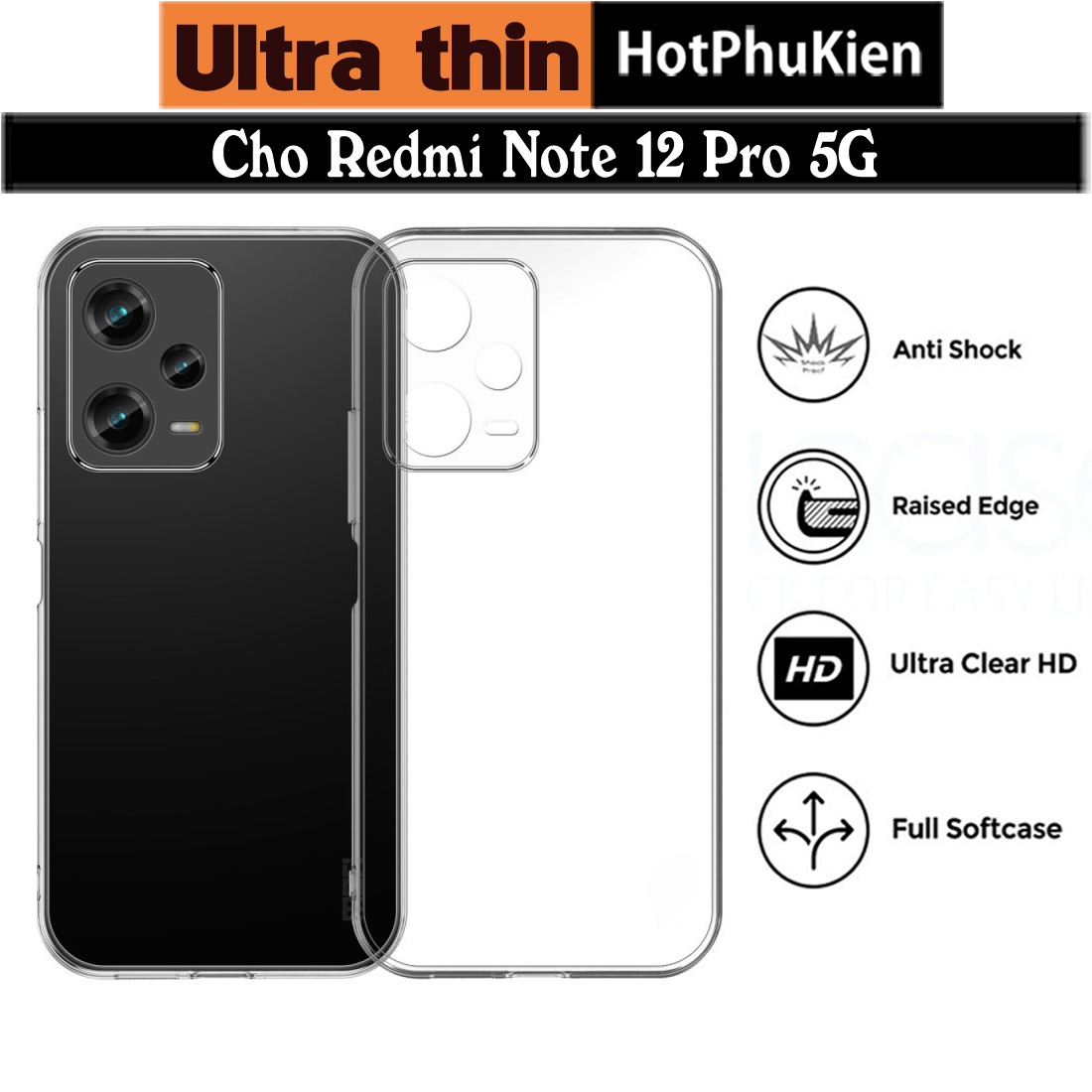 Ốp lưng silicon dẻo cho Redmi Note 12 Pro 5G hiệu Ultra Thin trong suốt mỏng 0.6mm độ trong tuyệt đối chống trầy xước - Hàng nhập khẩu