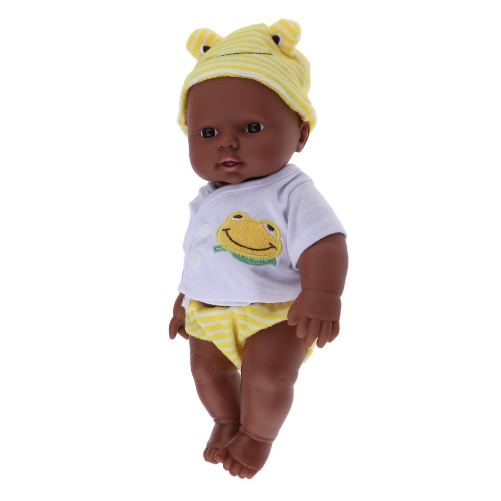 30cm Real Life Newborn Doll Vinyl Trẻ Sơ Sinh Châu Phi Trẻ Sơ Sinh Màu Vàng