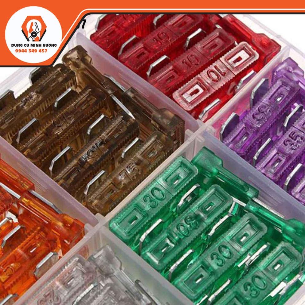 Bộ 100 cầu chì 5A-40A cỡ vừa cho xe hơi với nhiều màu sắc khác nhau