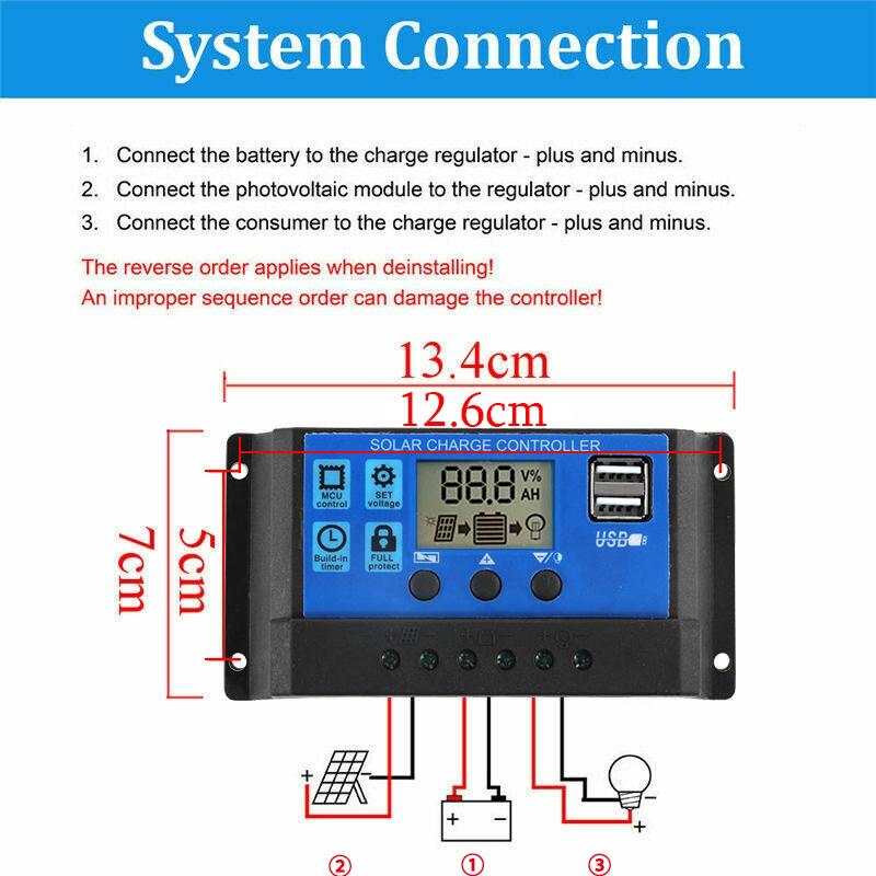 Bảng điều khiển năng lượng mặt trời 1000W Pin năng lượng mặt trời 12V Bộ điều khiển 10A-60A Bảng điều khiển năng lượng mặt trời cho điện thoại RV Xe MP3 PAD Bộ sạc nguồn pin ngoài trời Màu sắc: Bộ điều khiển 10A