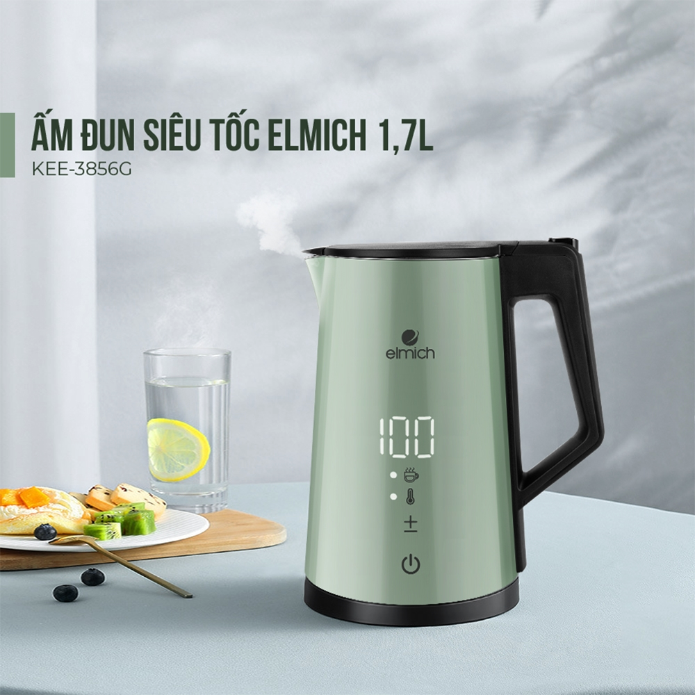 Ấm đun siêu tốc thông minh cao cấp Elmich 1,7L KEE-3856 tùy chọn mức nhiệt độ - Hàng chính hãng