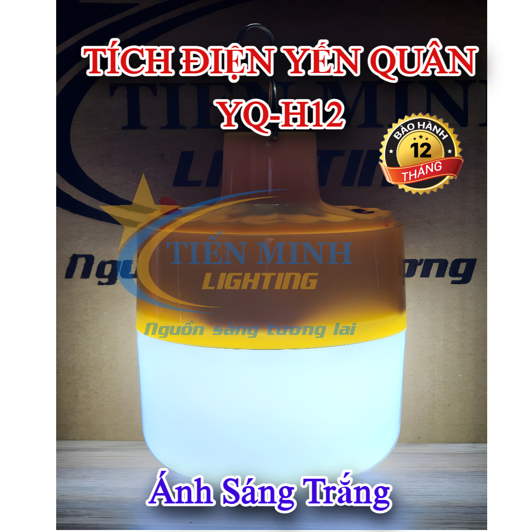 BÓNG ĐÈN TÍCH ĐIỆN YẾN QUÂN 120W YQ-H12, 3 CHẾ ĐỘ SÁNG TRẮNG/VÀNG/TRUNG TÍNH, TÍCH HỢP 3 PIN 18650 , DUNG LƯỢNG 6600 MAH