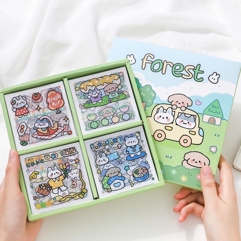 Tách lẻ 25 tờ stickers từ hộp stickers 100 tờ dễ thương (chỉ có 25 tờ không phải nguyên hộp