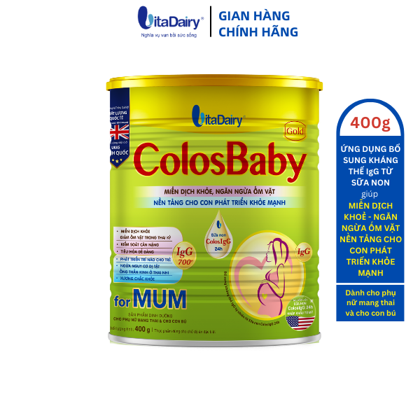 Sữa bột ColosBaby Gold Mum 400G giúp mẹ thai kì khỏe mạnh, giảm ốm vặt - VitaDairy