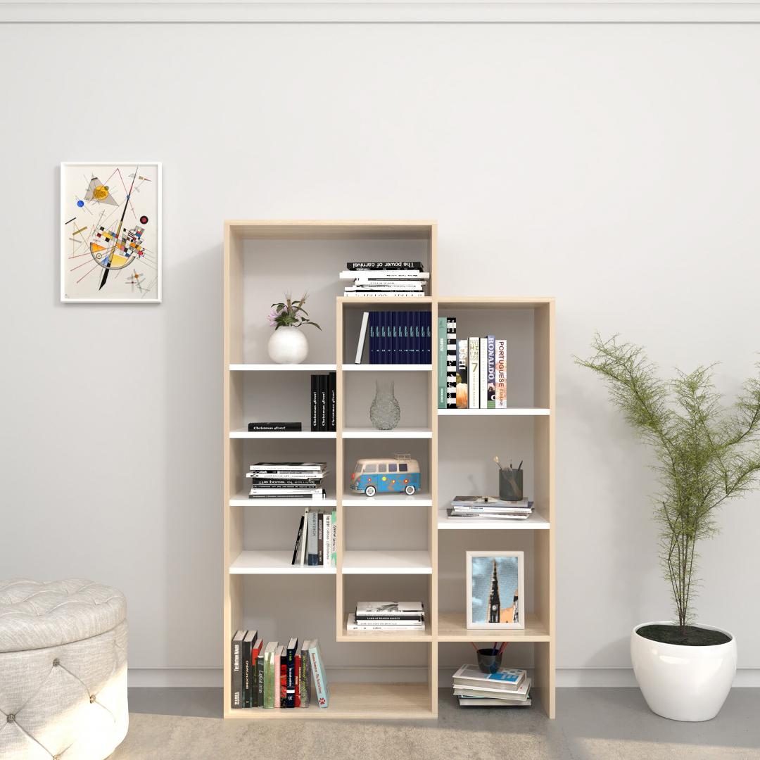 Kệ sách gỗ hiện đại SMLIFE Brigette | Gỗ MDF dày 17mm chống ẩm | D103xR28xC172cm