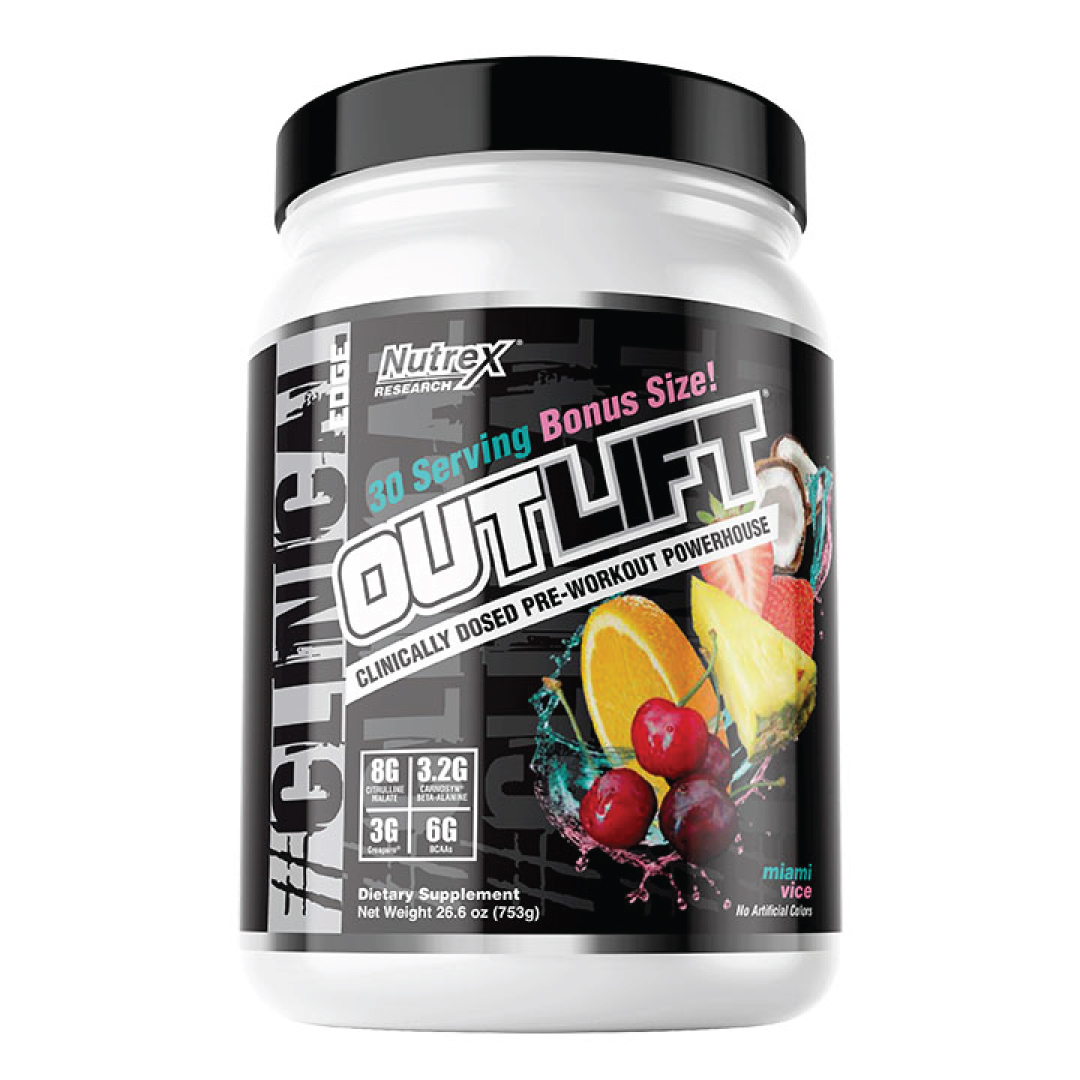 Nutrex Outlift Pre-Workout 30 Liều, Tăng Sức Mạnh Sức Bền, Năng Lượng Trước Tập, Citrulline, BCAA, Creatine, Beta-Alanine, Taurine - Miami Vice