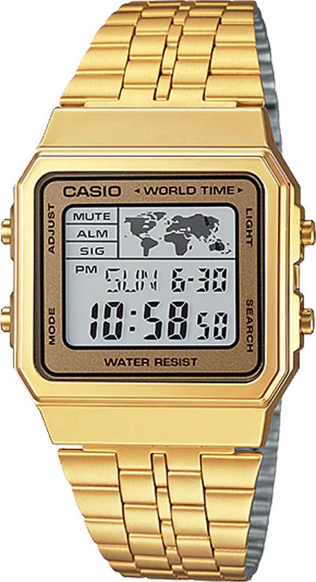 Đồng Hồ Điện Tử Casio A500WGA-9DF Dây Kim Loại Mạ Vàng - 5 Chế Độ Báo Thức