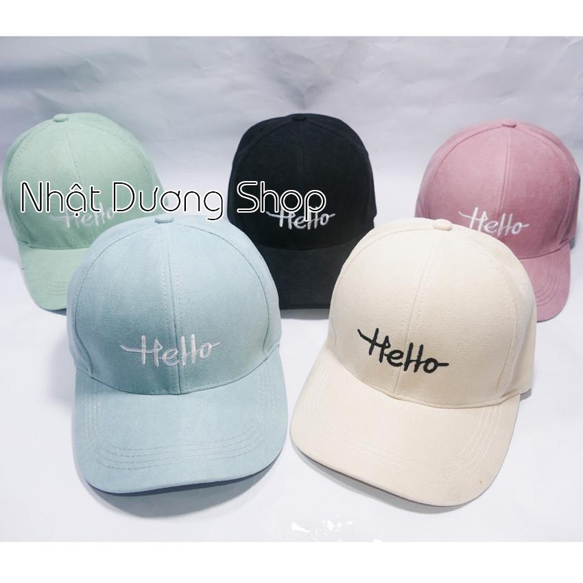 Mũ lưỡi trai ️ Nón kết thêu hình chữ Hello chất kaki cao cấp form unisex nam nữ