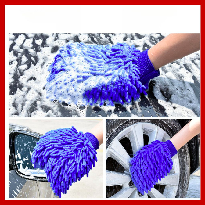 Găng tay san hô lau rửa xe (Sợi Microfiber) - Kích thước 25cm x 17cm - Găng tay rửa xe chuyên dụng san hô 2 mặt