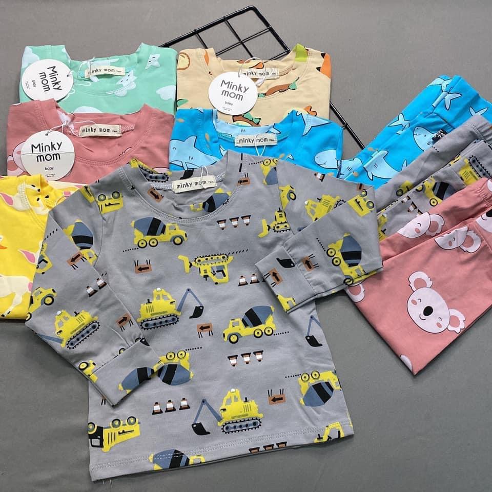 Bộ Cotton Dài Tay Cho Bé Bộ Thu Đông Dài Tay Minky Mom SỌC CƯỜI Cho Bé Trai Bé Gái