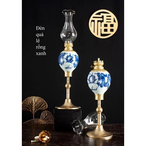 ĐÔI ĐÈN THỜ DẦU CHÂN ĐỒNG TINH XẢO SỨ BÁT TRÀNG