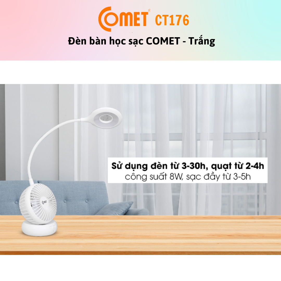 Đèn Bàn + Đèn Sạc 2 Trong 1 LED COMET CT176W - Màu