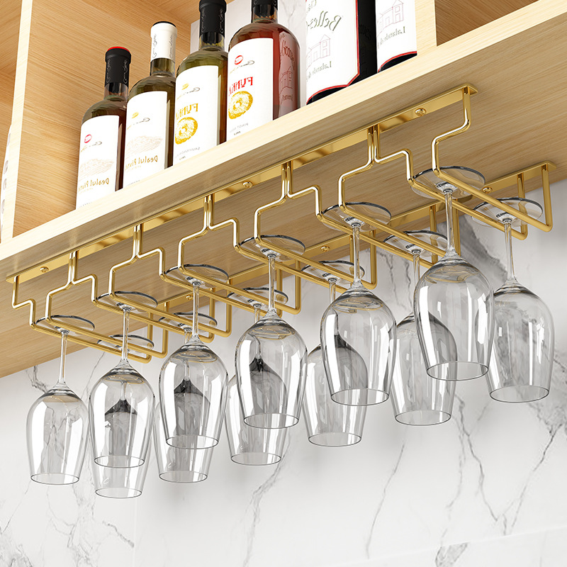 Giá Treo Ly Rượu Inox Mạ Vàng Quầy Bar 9-12 Ly Cao Cấp - Hàng Nhập Khẩu