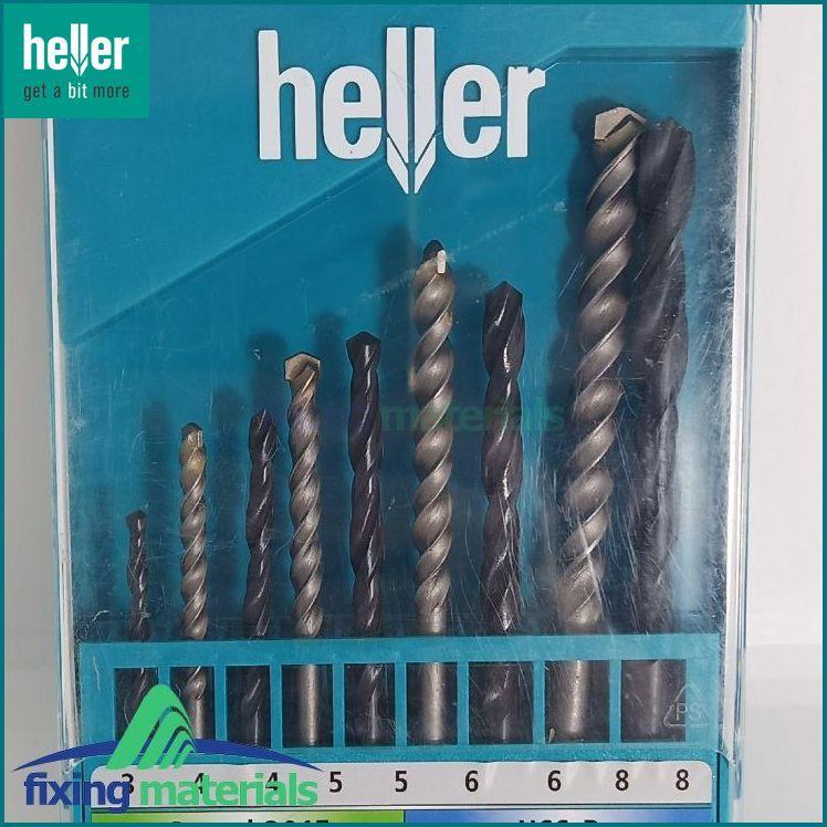 Hộp 9 mũi khoan hỗn hợp HELLER chuôi tròn