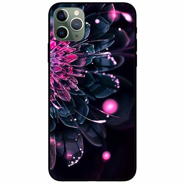 Ốp lưng in cho Iphone 11 Pro Max Mẫu Mẫu Đơn Hồng Đen
