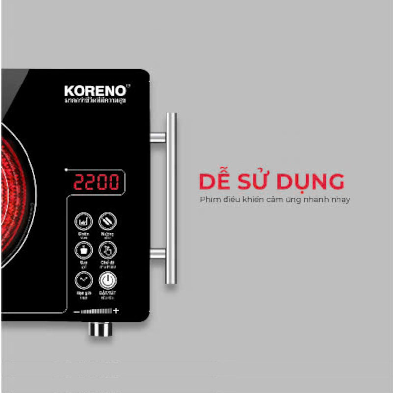 Bếp hồng ngoại Koreno Thái Lan KN-867 công suất 2200W tặng kèm vỉ nướng, bảo hành 12 tháng - Hàng chính hãng