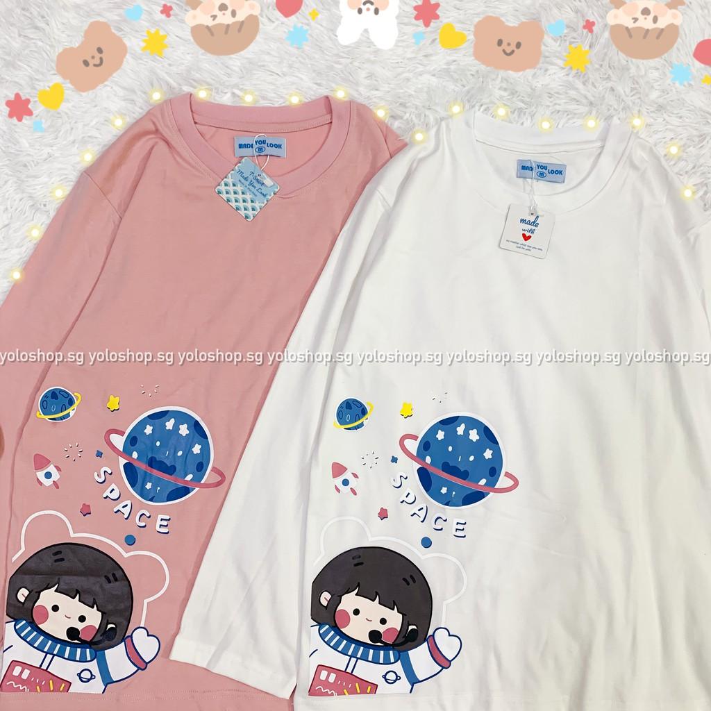 Áo Thun Tay Dài Unisex BÉ GÁI PHI HÀNH GIA Thu Đông