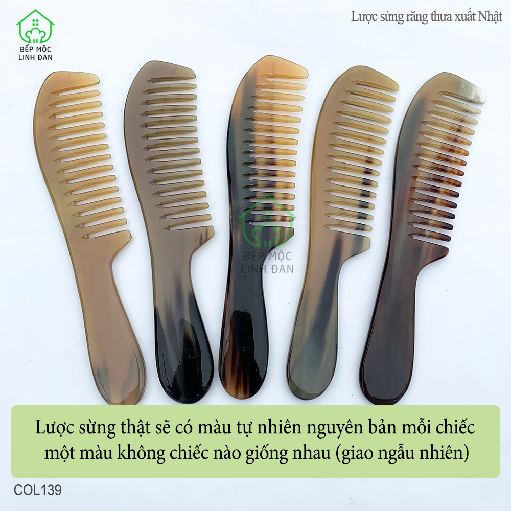 Lược Sừng Răng Thưa Xuất Nhật (Size: L-20cm) Dùng Cho Tóc Xoăn Xù Rối [COL139]